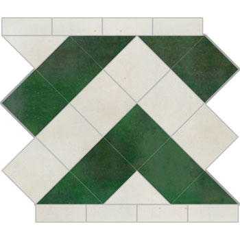 Mosaic House Moroccan tile ZigZag MDV 1-10 White Green  zellige, mosaic, zellij, border, glaze 